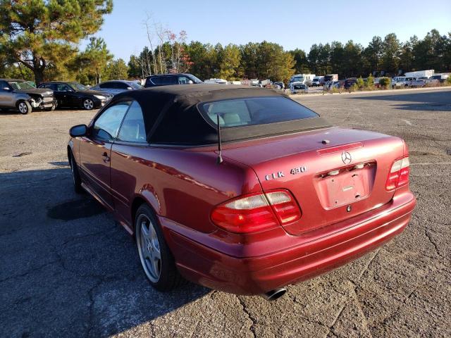 WDBLK70G32T117732 - 2002 MERCEDES-BENZ CLK 430 BURGUNDY photo 3