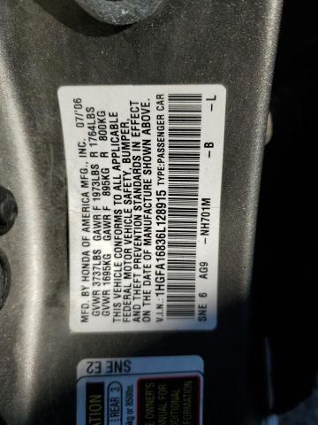1HGFA16836L128915 - 2006 HONDA UK Gri fotoğraf 10