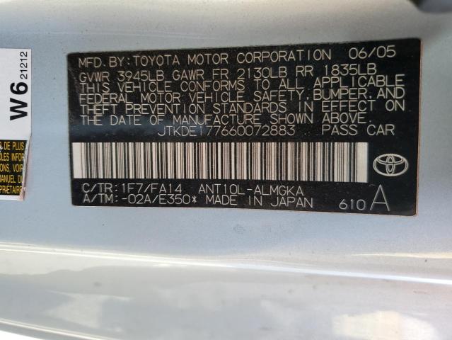 JTKDE177660072883 - 2006 TOYOTA SCION TC ვერცხლისფერი ფოტო 10