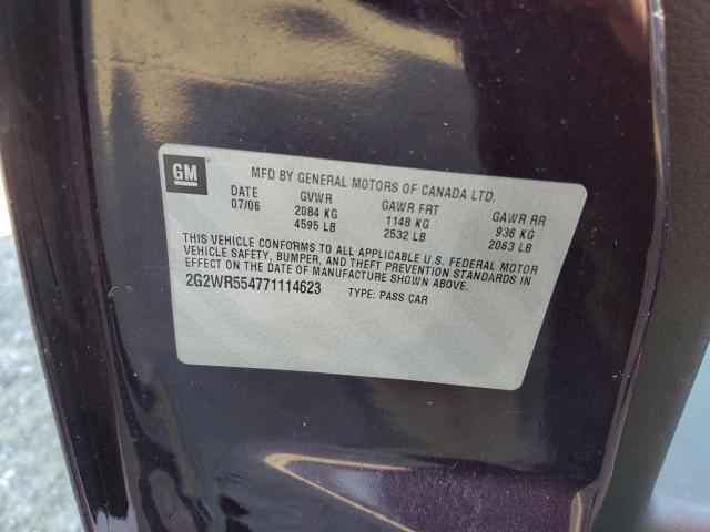 2G2WR554771114623 - 2007 PONTIAC GRAND PRIX იასამნისფერი ფოტო 10