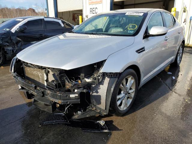 KNAGN4A69B5142215 - 2011 KIA OPTIMA EX SILVER photo 2