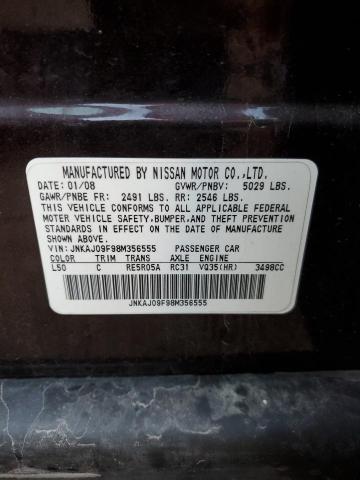 JNKAJ09F98M356555 - 2008 INFINITI EX35 BASE Շագանակագույն լուսանկար 10