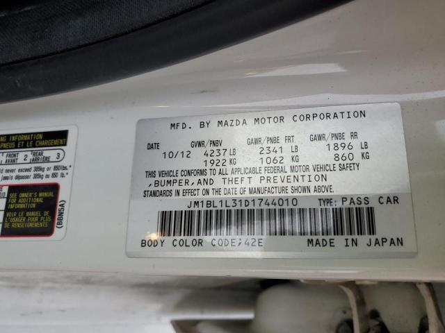 JM1BL1L31D1744010 - 2013 MAZDA SPEED 3 WHITE photo 10