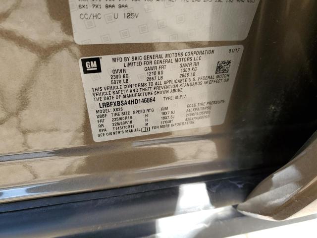 LRBFXBSA4HD146864 - 2017 BUICK ENVISION E BROWN photo 10