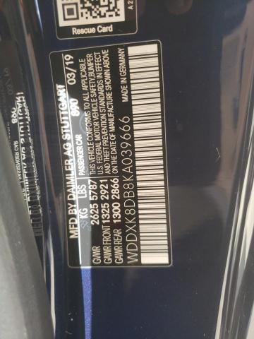 WDDXK8DB8KA039666 - 2019 MERCEDES-BENZ S 560 BLUE photo 10