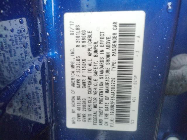 19UUB2F65JA005226 - 2018 ACURA TLX TECH+A Синий фото 10