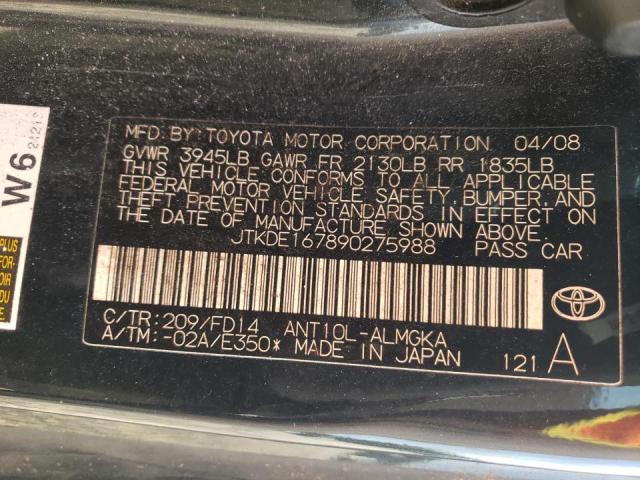 JTKDE167890275988 - 2009 TOYOTA SCION TC 黑色 照片 10