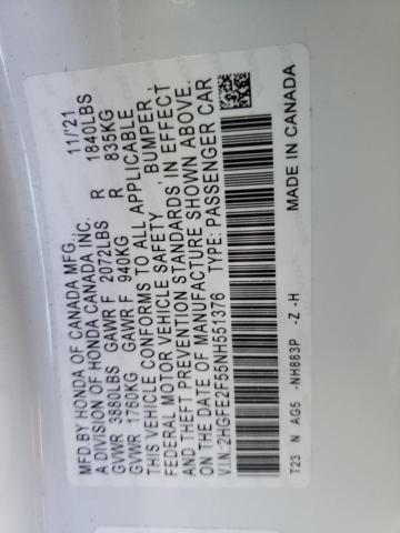 2HGFE2F55NH551376 - 2022 HONDA CIVIC SPOR 白色 照片 10