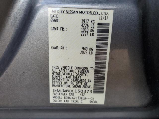 1N4AL3APXJC150373 - 2018 NISSAN ALTIMA 2.5 GRAY photo 10