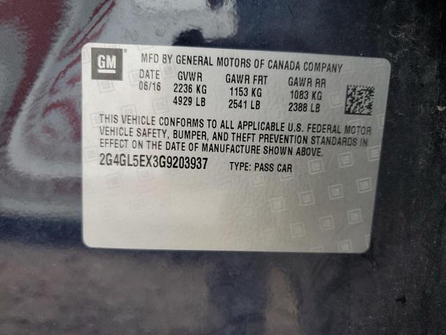 2G4GL5EX3G9203937 - 2016 BUICK REGAL 蓝色 照片 10