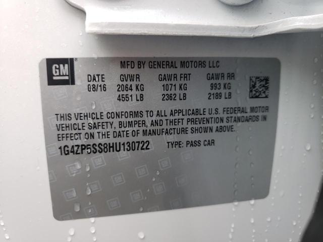 1G4ZP5SS8HU130722 - 2017 BUICK LACROSSE E WHITE photo 10