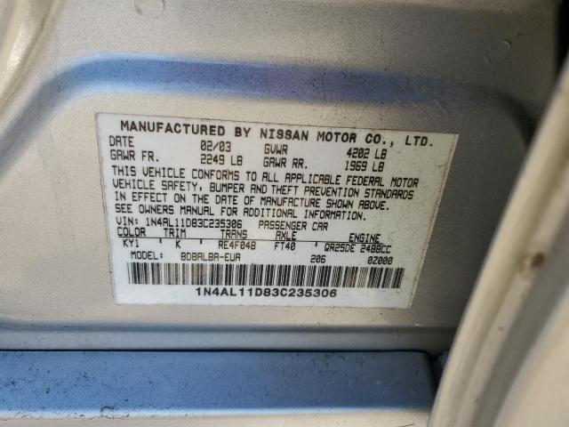 1N4AL11D83C235306 - 2003 NISSAN ALTIMA BAS SILVER photo 10