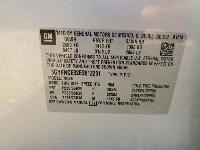 3GYFNCE32ES612291 - 2014 CADILLAC SRX PERFOR SILVER photo 10