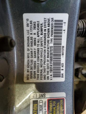 19XFA1F66BE007070 - 2011 HONDA CIVIC LX-S Grafit foto 10