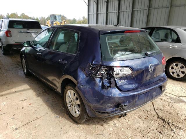 3VW217AU9FM036174 - 2015 VOLKSWAGEN GOLF BLUE photo 3