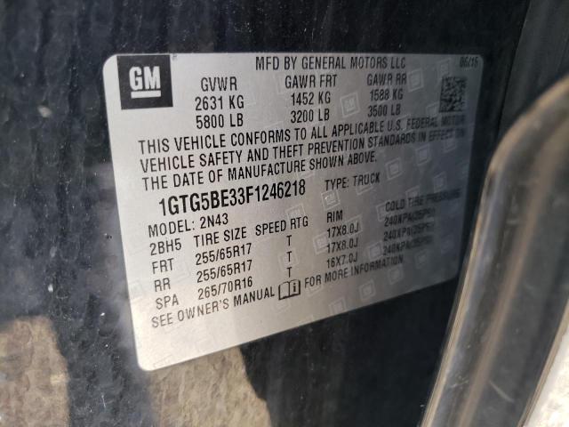 1GTG5BE33F1246218 - 2015 GMC CANYON SLE BLACK photo 10