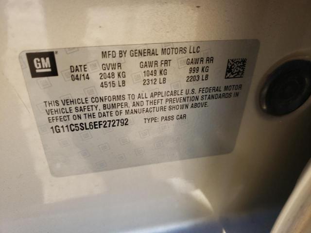 1G11C5SL6EF272792 - 2014 CHEVROLET MALIBU 1LT ბეჟი ფოტო 10