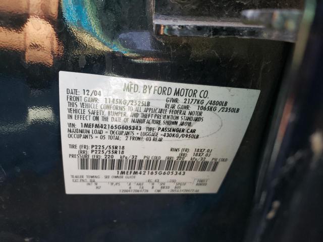 1MEFM42165G605343 - 2005 MERCURY MONTEGO PR 黑色 照片 10