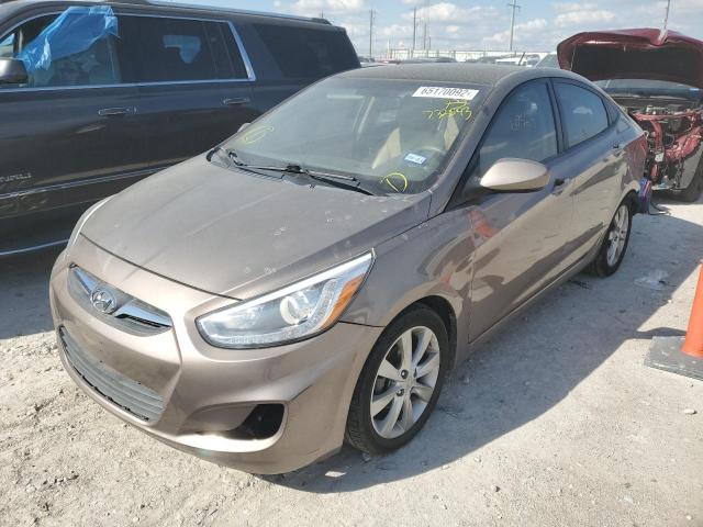 KMHCU4AEXEU732893 - 2014 HYUNDAI ACCENT TAN photo 2