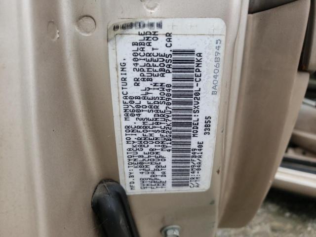 4T1BG22K7YU709040 - 2000 TOYOTA CAMRY CE TAN photo 10