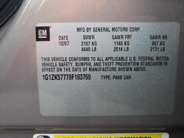 1G1ZK57778F183769 - 2008 CHEVROLET MALIBU LTZ ოქროსფერი ფოტო 10