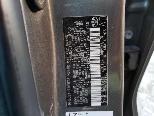 2T1KR32E26C572744 - 2006 TOYOTA MATRIX GRAY photo 10