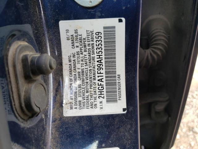 2HGFA1F99AH535359 - 2010 HONDA CIVIC EXL 蓝色 照片 10