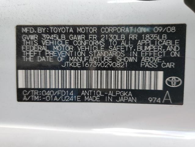 JTKDE167390290821 - 2009 TOYOTA SCION TC 白色 照片 10