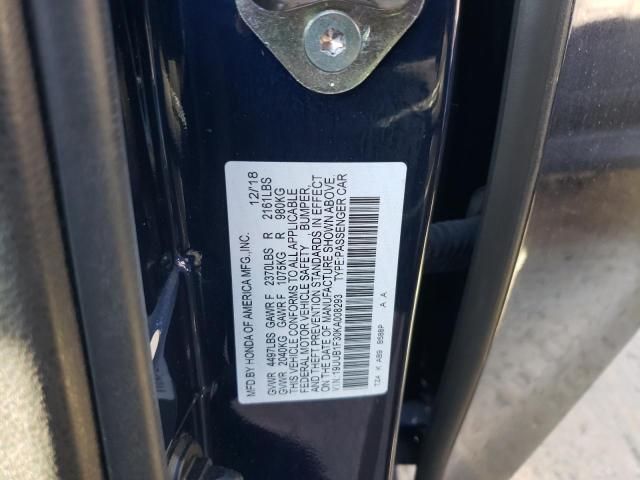 19UUB1F30KA008293 - 2019 ACURA TLX Bleu photo 10