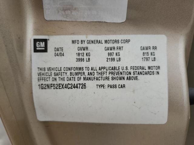 1G2NF52EX4C244726 - 2004 PONTIAC GRAND AM S GOLD photo 10