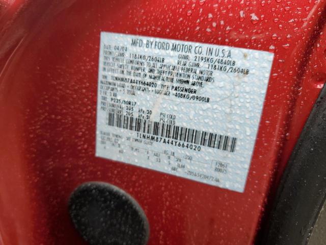 1LNHM87A44Y664020 - 2004 LINCOLN LS 勃艮第红 照片 10