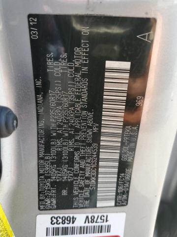 5TDKK3DC1CS244539 - 2012 TOYOTA SIENNA LE SILVER photo 10