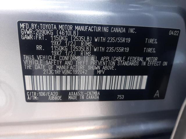 2T3C1RFV0NC192042 - 2022 TOYOTA RAV4 XLE P SILVER photo 10