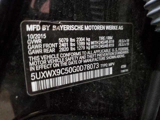 5UXWX9C50G0D78073 - 2016 BMW X3 XDRIVE2 BLACK photo 10