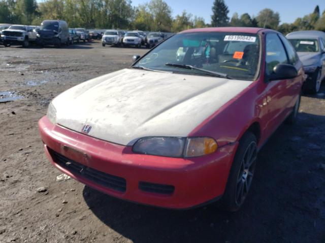 2HGEH2342NH543377 - 1992 HONDA CIVIC CX RED photo 2