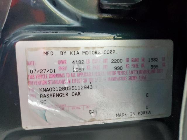 KNAGD128025112943 - 2002 KIA OPTIMA MAG GREEN photo 10