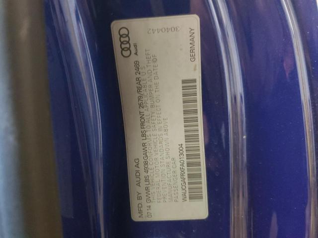 WAUCGAFRXFA013004 - 2015 AUDI S5 PREMIUM BLUE photo 10