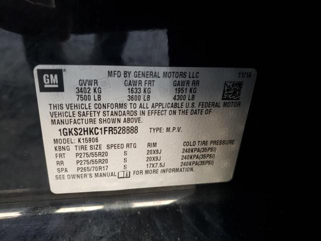 1GKS2HKC1FR528888 - 2015 GMC YUKON XL K BLACK photo 10