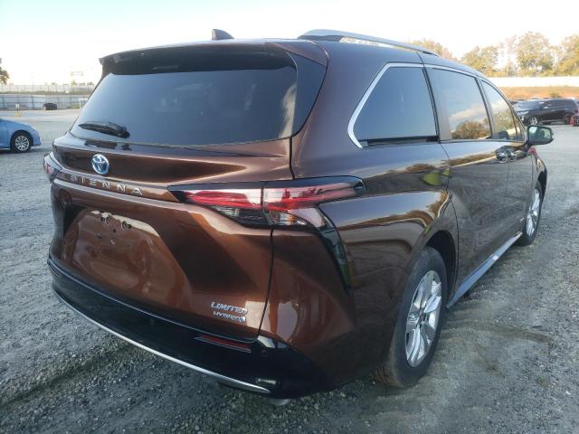 5TDZRKEC8MS070649 - 2021 TOYOTA SIENNA LIM BROWN photo 4