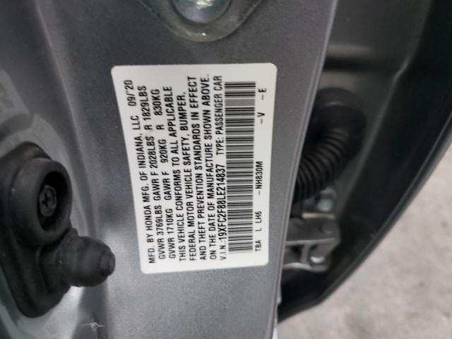 19XFC2F88LE214837 - 2020 HONDA CIVIC SPOR 银色 照片 10