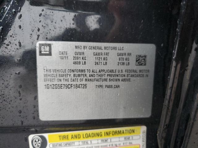 1G1ZG5E79CF184726 - 2012 CHEVROLET MALIBU LTZ შავი ფოტო 10