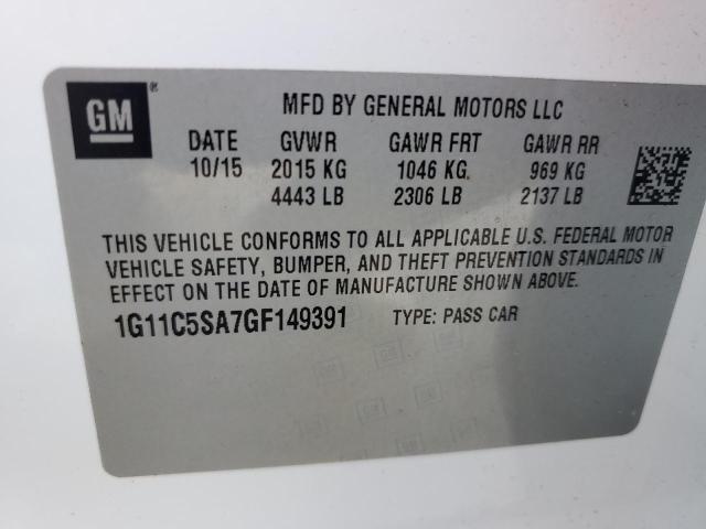 1G11C5SA7GF149391 - 2016 CHEVROLET MALIBU LIM 白色 照片 10