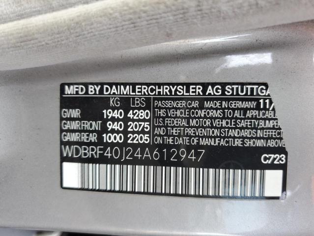 WDBRF40J24A612947 - 2004 MERCEDES-BENZ C 230K SPO GRAY photo 10