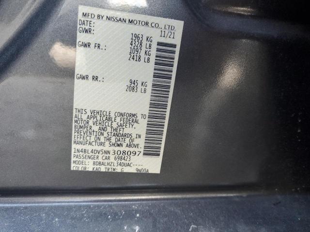 1N4BL4DV5NN308097 - 2022 NISSAN ALTIMA SV BLACK photo 12