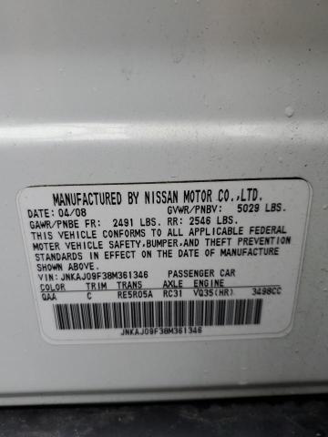 JNKAJ09F38M361346 - 2008 INFINITI EX35 BASE Բեժ լուսանկար 10
