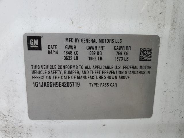 1G1JA6SH9E4205719 - 2014 CHEVROLET SONIC LS WHITE photo 10