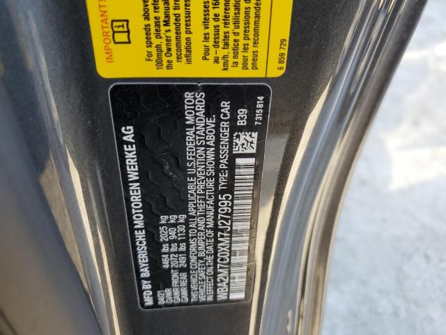 WBA2M7C0XM7J27995 - 2021 BMW 230I Szary zdjęcie 12