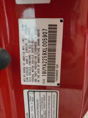 19UYA2259XL005907 - 1999 ACURA 3.0CL RED photo 10