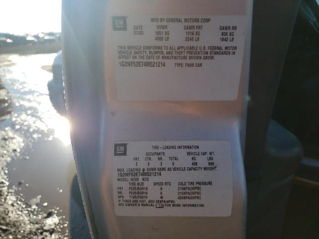 1G2NF52E74M521214 - 2004 PONTIAC GRAND AM S SILVER photo 10