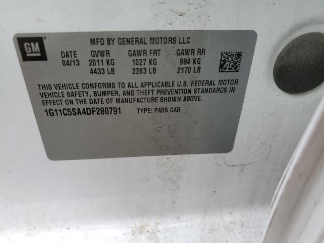 1G11C5SA4DF280791 - 2013 CHEVROLET MALIBU 1LT 白色 照片 10